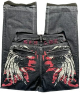 Harajuku Embroidered Casual Jeans New style Retro High Waist American Straight Leg Couples Wear Wide Leg Pants Women Clothing - Lootquake
