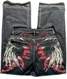Harajuku Embroidered Casual Jeans New style Retro High Waist American Straight Leg Couples Wear Wide Leg Pants Women Clothing - Lootquake