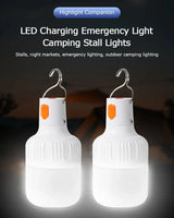 2pcs Rechargeable LED Indoor Outdoor Emergency Hookup Portable Lights with Battery Flashing Lights Barbecue Tent Camping Lights - Lootquake