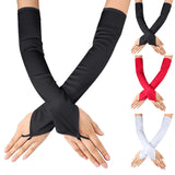 Women Solid Color Satin Gloves Extra Long Dress Satin Wedding Performance Prom Gloves Mittens For Women Cold Weather Gloves - Lootquake