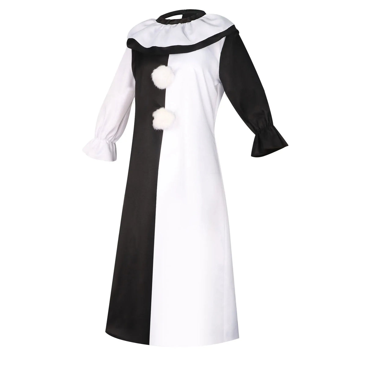 Clown Cosplay Costume Adult Dress Black White Dress With Collar Halloween Outfit
