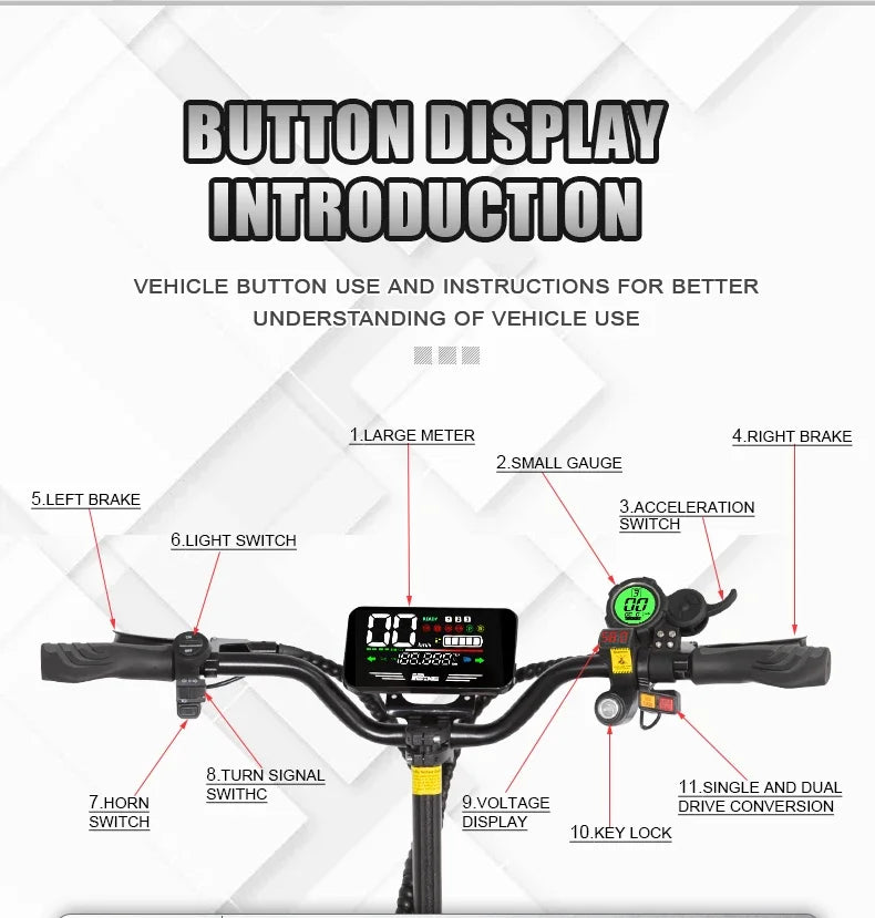 2024 5600W 60v38ah 11-inch off-road vacuum tire electric scooter with maximum speed of 85km/h and cruising range of 90km
