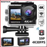 Cámara de acción 4K/30FPS con pantalla dual, cámara subacuática impermeable con control remoto, WiFi, grabadora de video deportiva para casco