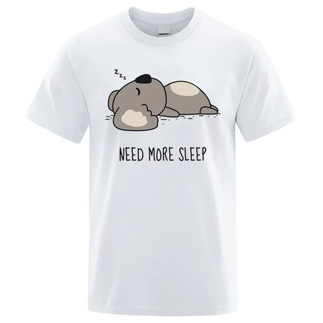Need More Sleep Cartoons Bear Men Tshirt Street T-Shirts Hip Hop Unisex Tops Fashion Cotton Clothes Casual Breathable T Shirt - Lootquake