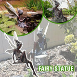 Flower Fairy Sculpture Garden Landscaping Yard Art Ornament Resin Turek Sitting Statue Outdoor Angel Figurines Craft Decoration
