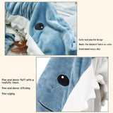 Shark Blanket Adult Cartoon Sleeping Bag Shark Onesie Sleeping Bag Pajama Hooded Warm Flannel Funny Homewear Winter Warm Blanket