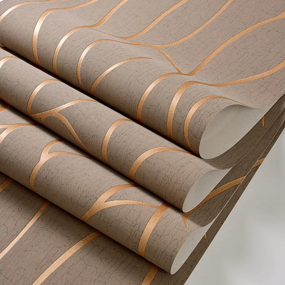 Papier peint décoratif pour chambre à coucher, 53 cm, autocollants muraux épais, rayures courbes, résistant à l'humidité, non tissé, style européen moderne