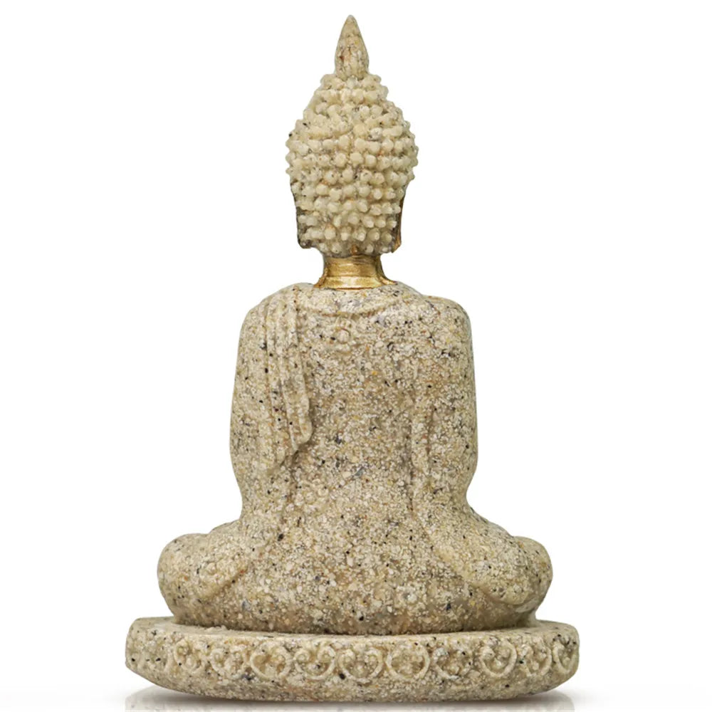 Estatua de Buda en miniatura, arenisca natural, Feng Shui, Tailandia, escultura de Buda, figura hindú, adorno decorativo para el hogar.