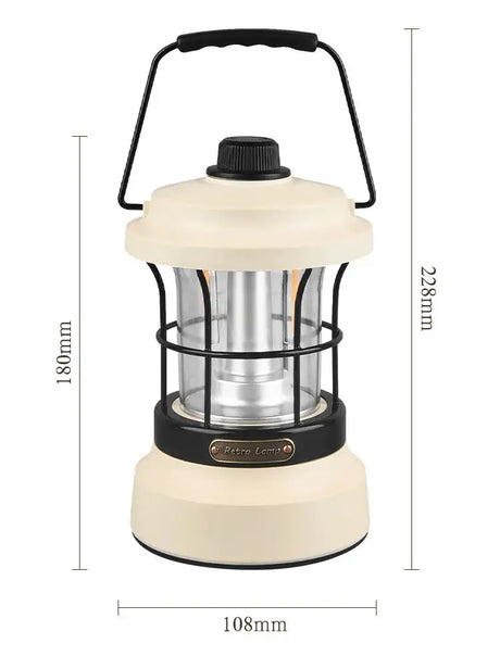 Retro Lamp Portable Camping Lantern USB Recharge Camping Tent Travel Light Vintage Outdoor Lighting Camping Equipment Flashlight - Lootquake