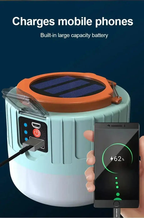 Powerful Solar LED Camping Lamp Waterproof Portable Lanterns Emergency Lights For BBQ Hiking USB Rechargeable Tent Lanterns - Lootquake