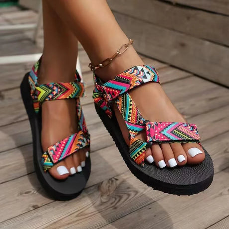 2023 Summer Flat Women's Shoes Hemp Rope Set Foot Beach Sandals Outdoor All-match Casual Slippers Large Size Women Sandals - Lootquake
