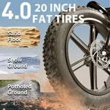 Vélo électrique tout-terrain pour adulte, 1000 W, 48 V, 60 Ah, vitesse maximale de 55 km/h, pneus larges de 20 pouces