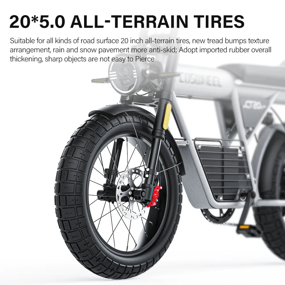Bicicleta eléctrica para adultos Coswheel GT20S, 1500 W, 48 V, 27,5 Ah, para desplazamientos diarios, bicicleta de montaña eléctrica con neumáticos anchos de 20 pulgadas.