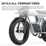 Bicicleta eléctrica para adultos Coswheel GT20S, 1500 W, 48 V, 27,5 Ah, para desplazamientos diarios, bicicleta de montaña eléctrica con neumáticos anchos de 20 pulgadas.