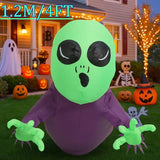 Décorations de fête et de vacances DIY de 1,2 m, jouets gonflables d'Halloween, fenêtre grimpante, fantôme à tête verte, lumière LED, décoration de jardin extérieur