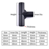 I.D 8/12/16/19mm Black Plastic Pipe Connector DIY Shelf Water Tube Joint Tent Fixed Connector Tee Four Way Elbow Straight Joint - Lootquake
