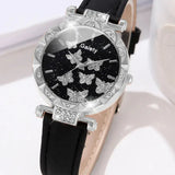 6PCS/Set Women Watch Set Rhinestone Quartz Wristwatch Butterfly Element Dial Watch Set Butterfly Jewelry Set Gift For Girls - Lootquake