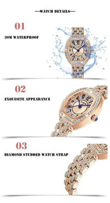 UTHAI L95 Women's Watch Light luxury Retro Barrel Shaped Digital Diamond inlaid Waterproof Ladies Fashion Quartz Clock Watches - Lootquake