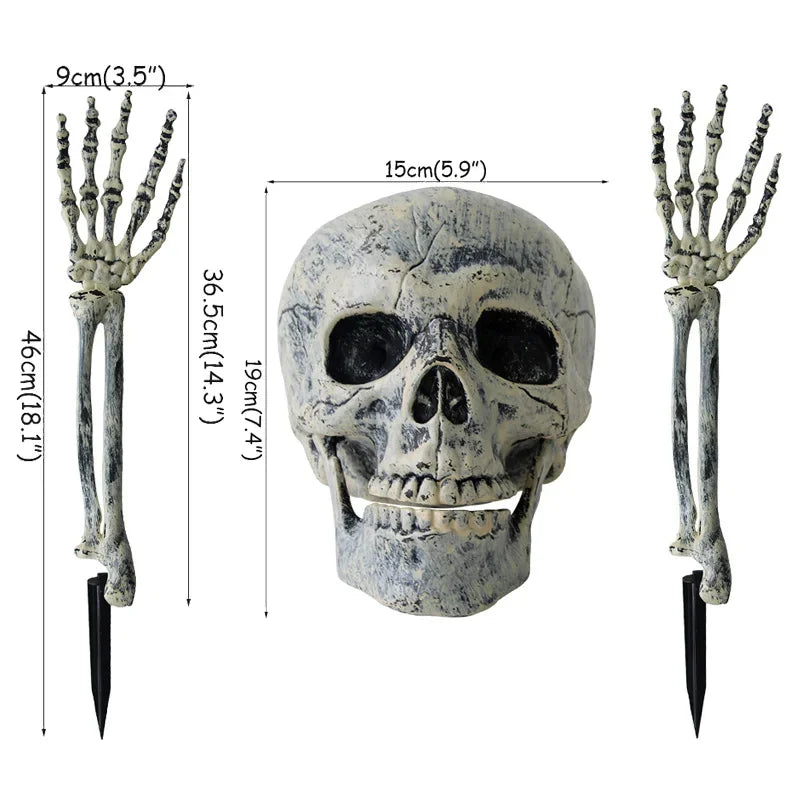 2025 Halloween Decoration Scary Skull Skeleton Hand Bone Realistic Skull Pile Yard Lawn Pile Garden Cemetery Home Decor