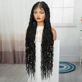 36" Ginger Orange Twisted Knotless Box Braids Wig | Full Lace | Baby Hair