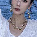 Punk Hip-hop Retro Gold-plated Silver Plated Collarbone Necklace Heavy-duty Thick Chain Necklace for Women - Lootquake