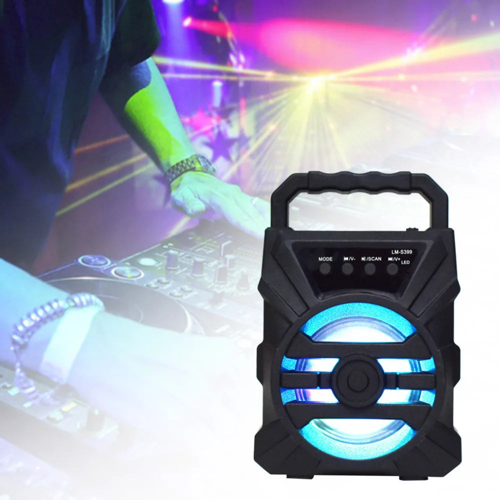 Wireless Bluetooth Speaker with LED Wireless Handheld Speaker Support Wired Microphone/TF Card/U Stick Audio Line Input
