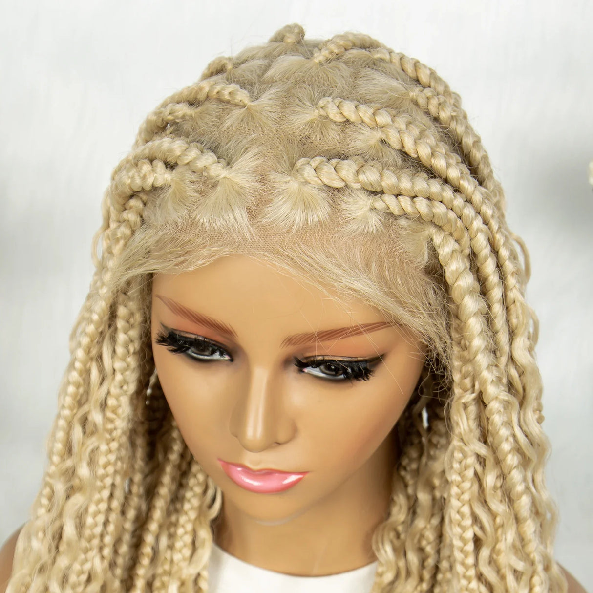 Blonde Bohemian Knotless Box Braids Wig | Transparent HD Full Lace