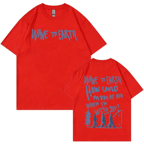 Vintage Wave To Earth Music Album Print T Shirt Men Women Casual Harajuku Fashion T-shirts Hip Hop Oversized T-shirt Streetwear - Lootquake