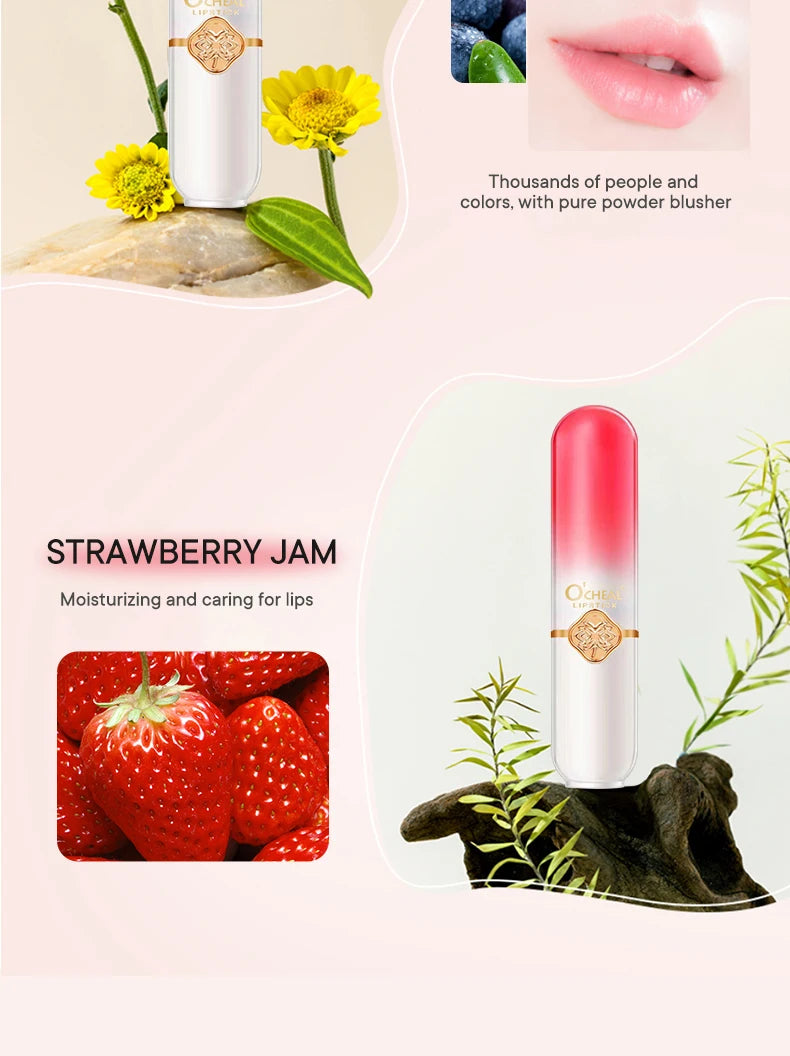 Fruit flavored moisturizing lipstick, neutral and natural, lip care, used to moisturize and prevent dryness, care for lip skin