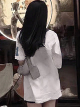 2025 Summer New Retro No.91 Printed T-Shirt For Women V-Neck Short Sleeve Sports Football Jersey Y2K Loose Oversized Tops