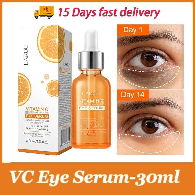 Suero para ojos con vitamina C que elimina las ojeras, atenúa las líneas finas y reduce la hinchazón. Esencia antiedad, reafirma y reafirma el contorno de ojos.