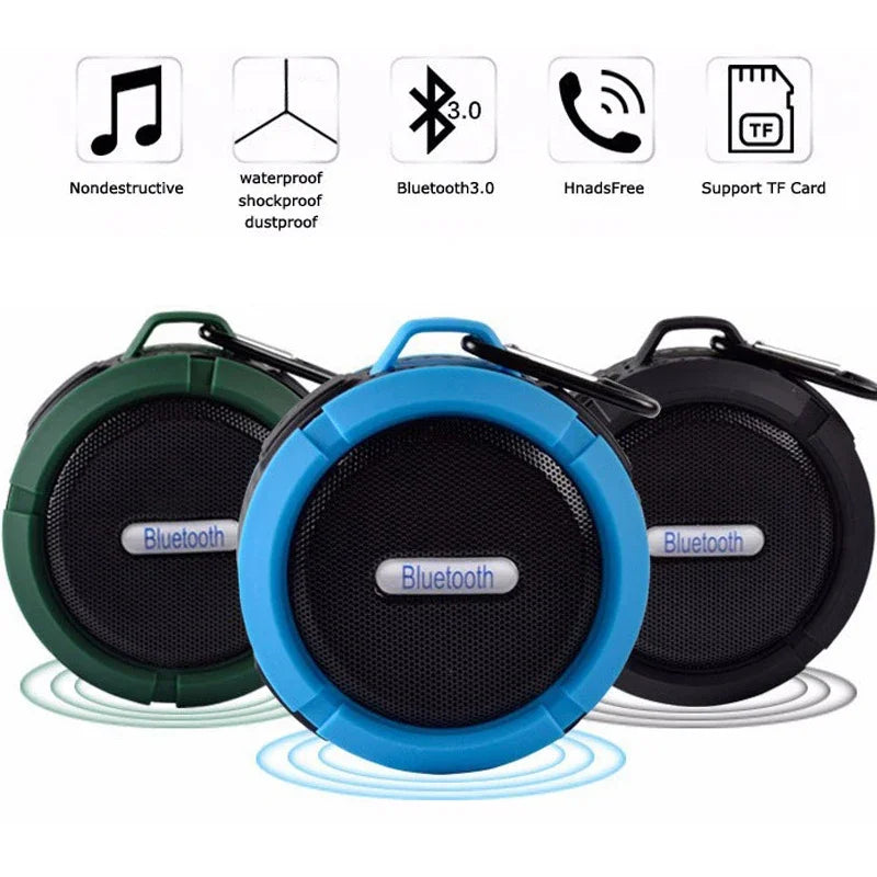 #C6 Altavoz Bluetooth con ventosa grande, estéreo, para deportes al aire libre, mini, compatible con TF, subwoofer, portátil, resistente al agua