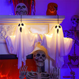 Spooky Ghost Halloween Decor Waterproof Halloween Glowing White Ghost Glowing Door Hanging Ghost for Halloween Garden Home Decor