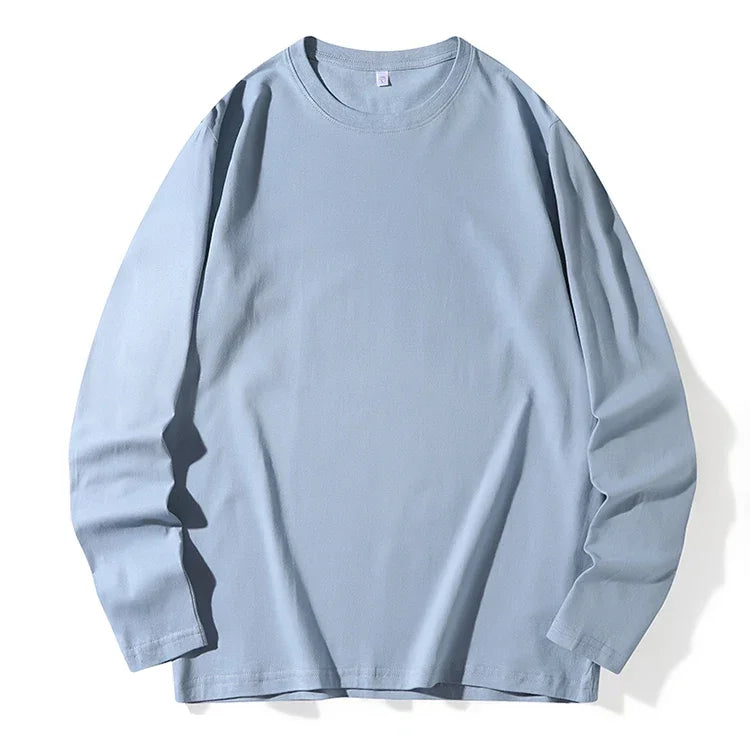 Men's Spring and Autumn New Long Sleeve T-shirt Simple and Fashionable Versatile Round Neck Underlay Top - Lootquake