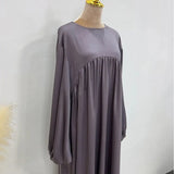 Plain Abaya Muslim Long Dress Women Balloon Sleeve Casual Islamic Clothing Dubai Turkish Modesty Kaftan Ramadan Eid - Lootquake