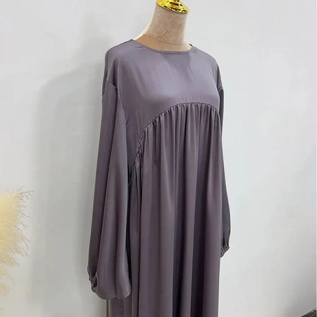 Plain Abaya Muslim Long Dress Women Balloon Sleeve Casual Islamic Clothing Dubai Turkish Modesty Kaftan Ramadan Eid - Lootquake