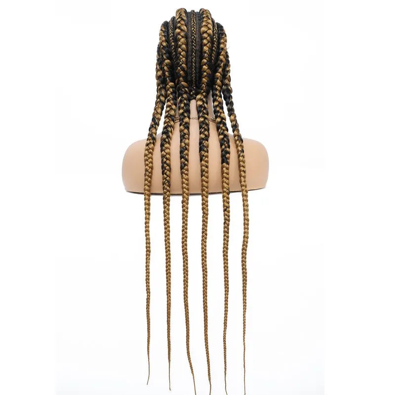 36" Cornrows & Faux Locs Braided Wig | Jumbo Box Braids | Full Lace | Synthetic Hair | Black Women