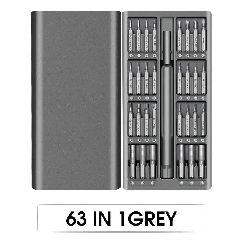 63 in 1 Precision Screwdriver Set Home Hand Repair Tool Kit Magnetic Phillips Drill Bits for iPhone Xiaomi Camera Glasses Watch - Lootquake