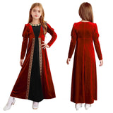 Girls Velvet Medieval Princess Dress Long Sleeve Renaissance Retro Robe Ancient Roman Long Dress for Halloween Carnival Party
