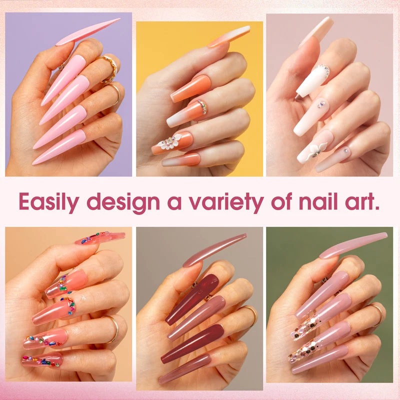 ROSALIND Poly Nail Gel Semi Permanent Acrylic Nail Art Hybrid Varnishes Poly Crystal  Nail Polish Top Base Coat Need UV/LED Lamp