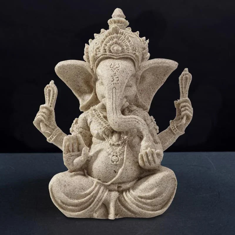Estatua de elefante de Buda Ganesha de arenisca hecha a mano, escultura, figura para decoración del hogar y la sala de estar.