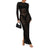 Women s Lace Long Dress Vintage Long Sleeve Round Neck Solid Color Bodycon Dress Party Gown - Lootquake
