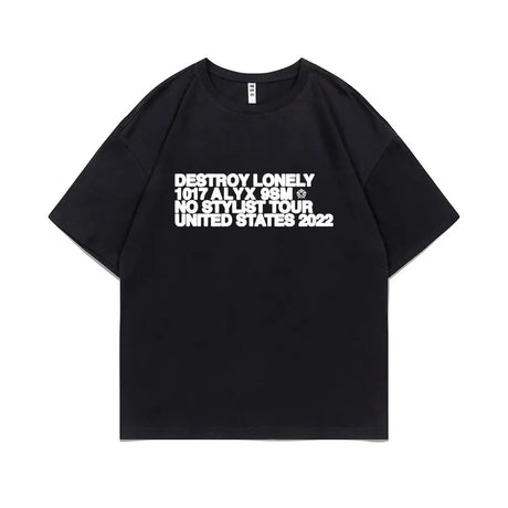 Rapper Destroy Lonely Alyx Print Tshirt Mens Oversized Cotton Short Sleeve Tees Men Hip Hop Rap Style T-shirt Man Street T Shirt - Lootquake