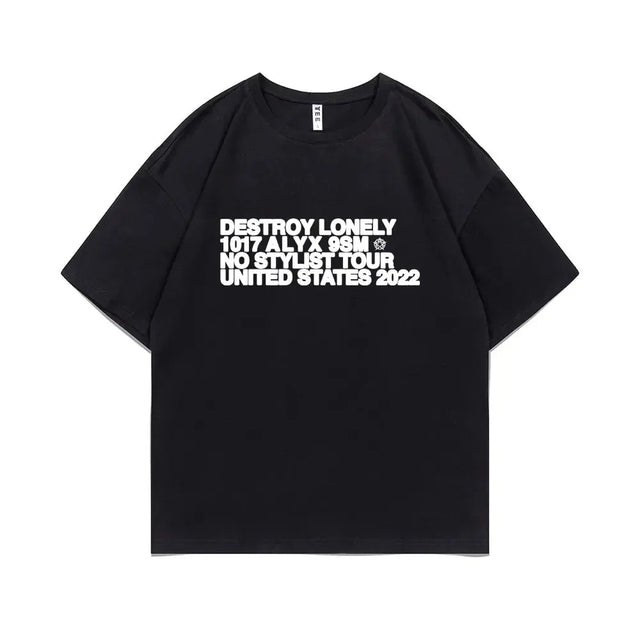 Rapper Destroy Lonely Alyx Print Tshirt Mens Oversized Cotton Short Sleeve Tees Men Hip Hop Rap Style T-shirt Man Street T Shirt - Lootquake