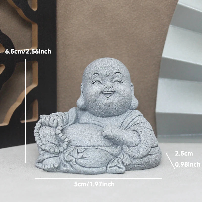 Buddha Stone Statue Little Buddhist Monks Tibetan Buddhism Figurines Zen Garden Ornament Meditation Home Aquarium Decoration