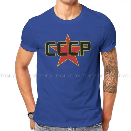 Russian USSR CCCP Creative TShirt for Men Over The Red Star  Round Neck Pure Cotton T Shirt Birthday Gifts Streetwear - Lootquake