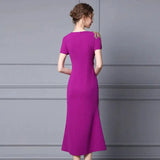 Long Dress Summer 2022 new purple nail drill elegant temperament close waist fish tail evening dress - Lootquake