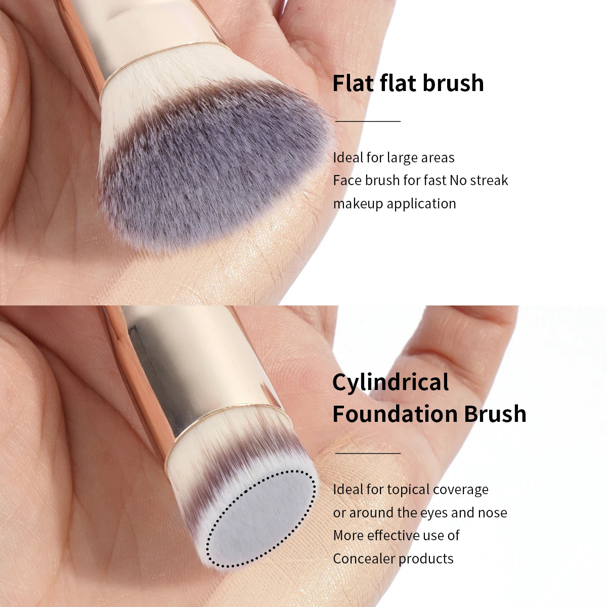 MAANGE - Juego de 2 brochas para base de maquillaje, crema líquida, polvos, contorno, pulido, difuminado, corrector, brochas faciales, herramientas de maquillaje cosmético