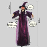 Halloween Hanging Witch Decor Skeleton with Sound Glowing Red Eyes Scary Talking Witch Halloween Decorations Haunted House Props