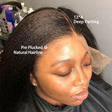 13x4 Kinky Straight Lace Front Wig | Glueless | Brazilian Virgin Hair | Pre-Plucked with Baby Hair